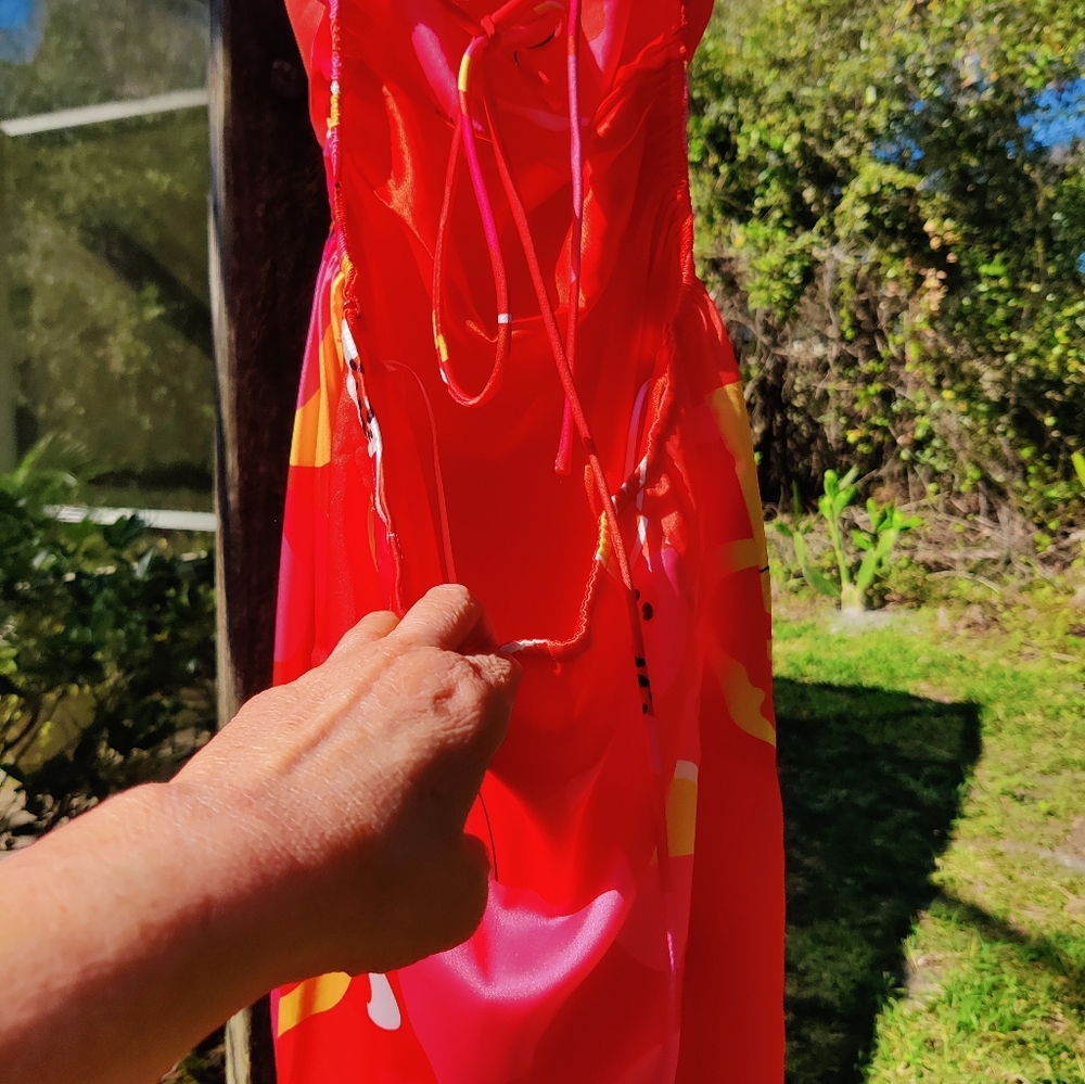 Vibrant Backless Dress - Pink and Red Floral - Picture 13 of 16